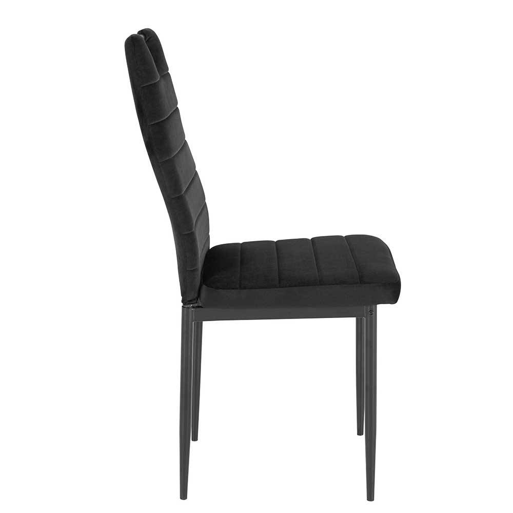 Samt Esstischstühle in Schwarz - Tadella (Set)