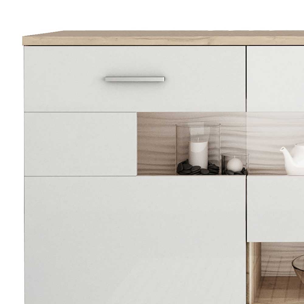 Günstiges Sideboard in Weiß glänzend - Simeon