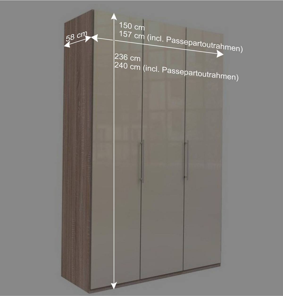 Schlichter Kleiderschrank 2-türig in Creme - Rativian