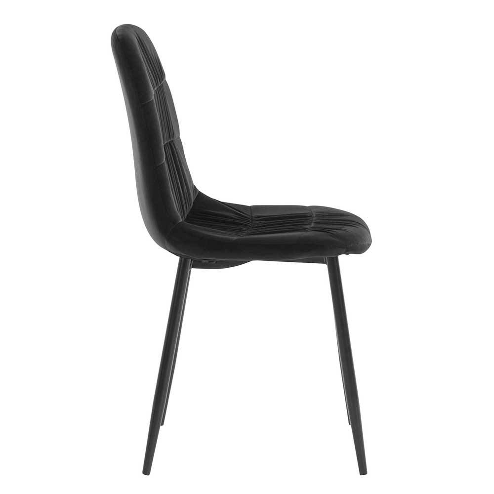 Schwarze Polsterstühle aus Samt - Quinta (2er Set)