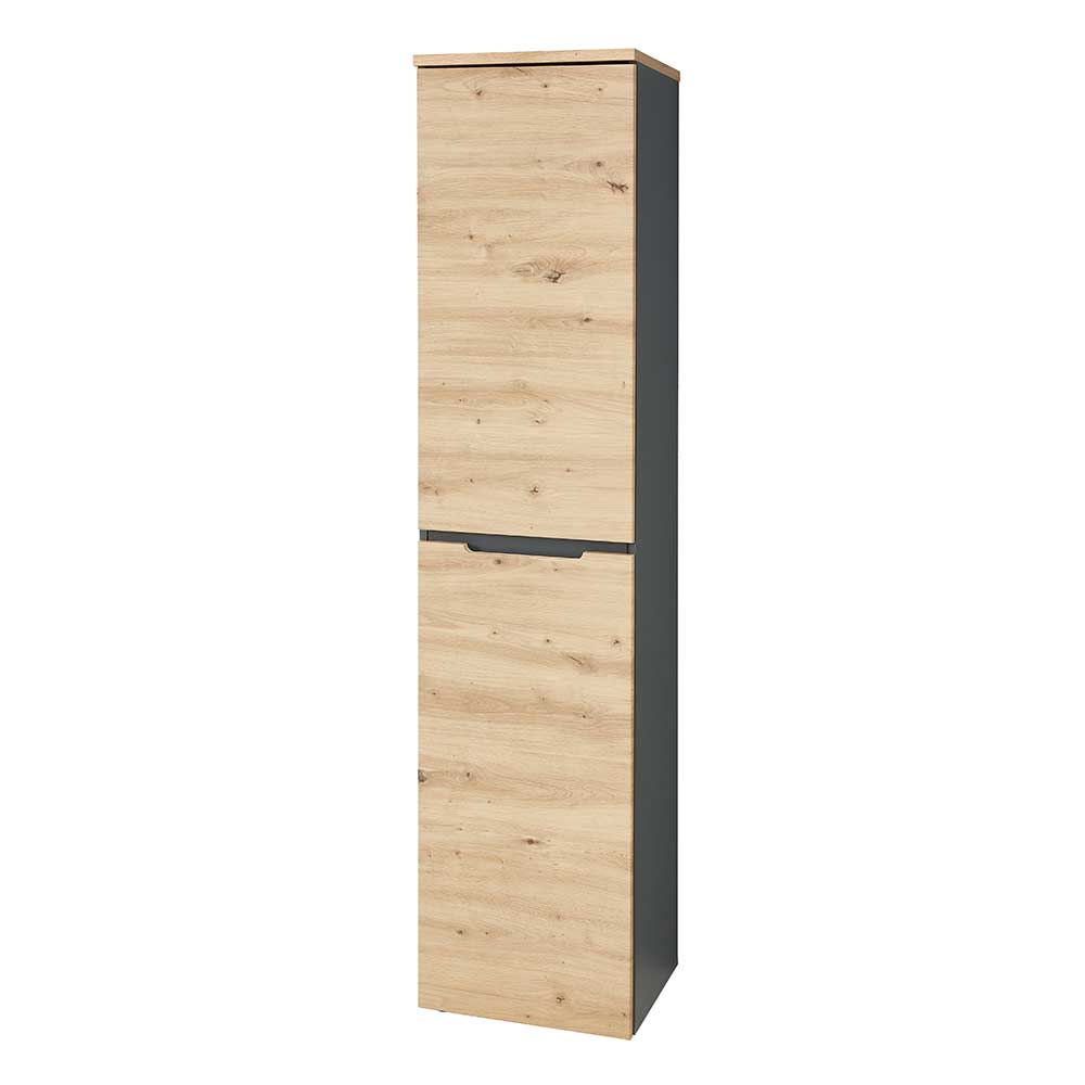 45x197x38 cm Büroschrank in Wildeiche & Dunkelgrau - Kuetra