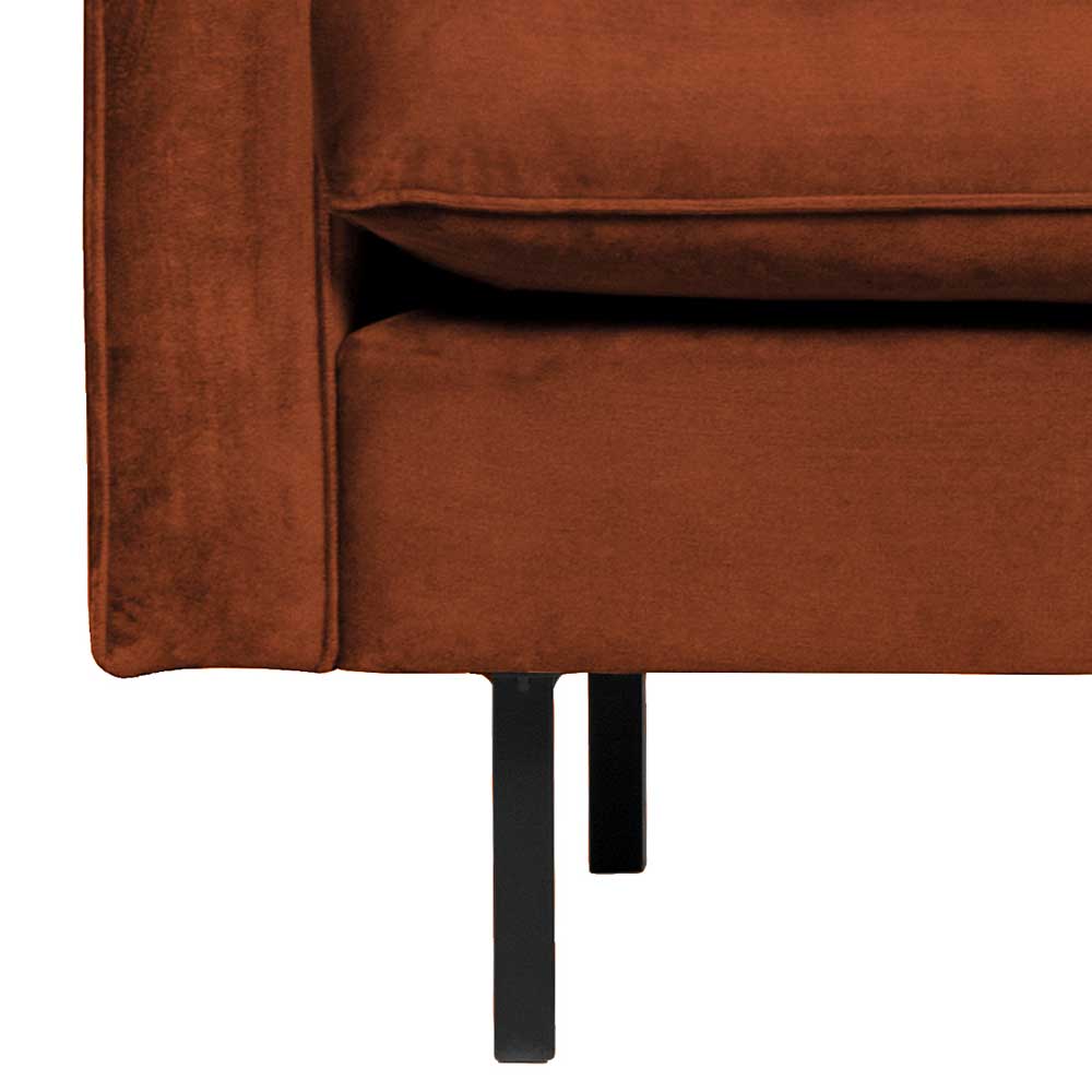 Retro Designsessel in Rost Braun Samt - Naryon
