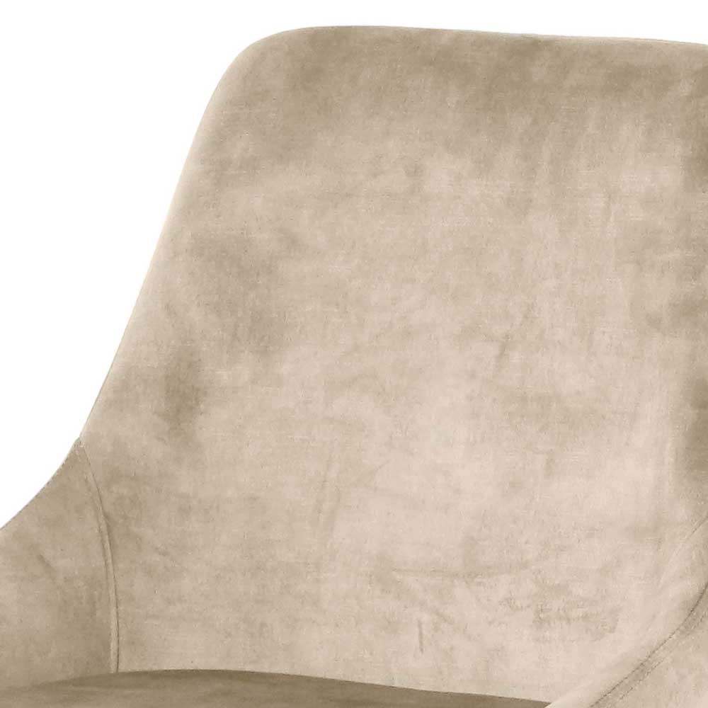 Samt Polsterstuhl in Beige, Detailansicht der weichen Rückenlehne mit feiner Textur – Nafissa