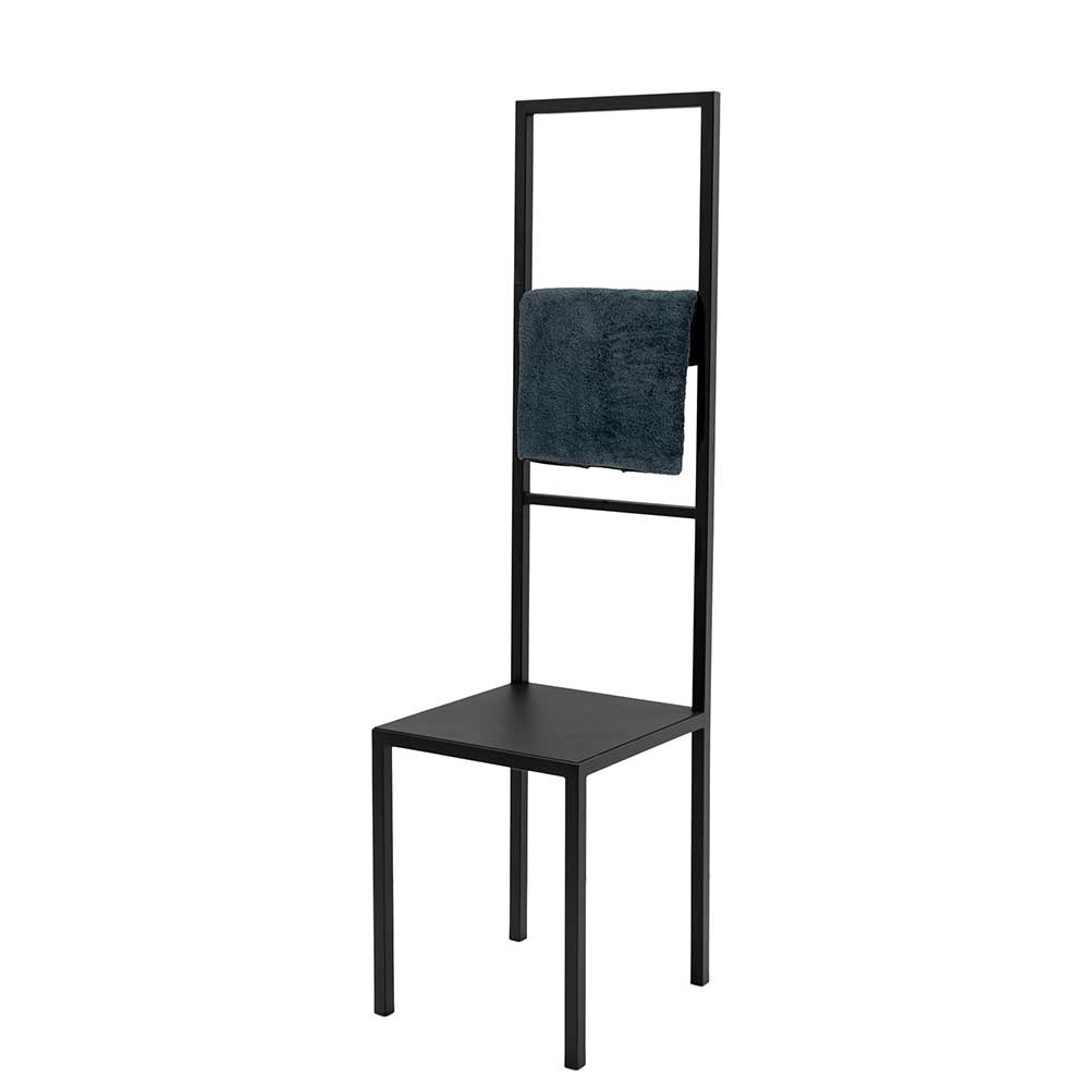 Moderner schwarzer Herrendiener im Stuhldesign aus Metall mit hoher Lehne für Garderobe – Four