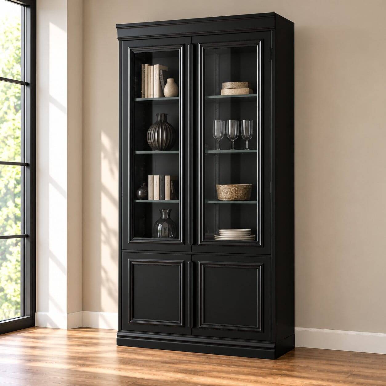 Vintage Vitrinenschrank in Schwarz - Graddos