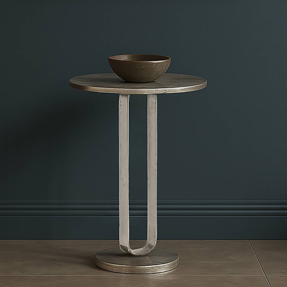 Runder Design-Beistelltisch in Silberfarben - Abigail