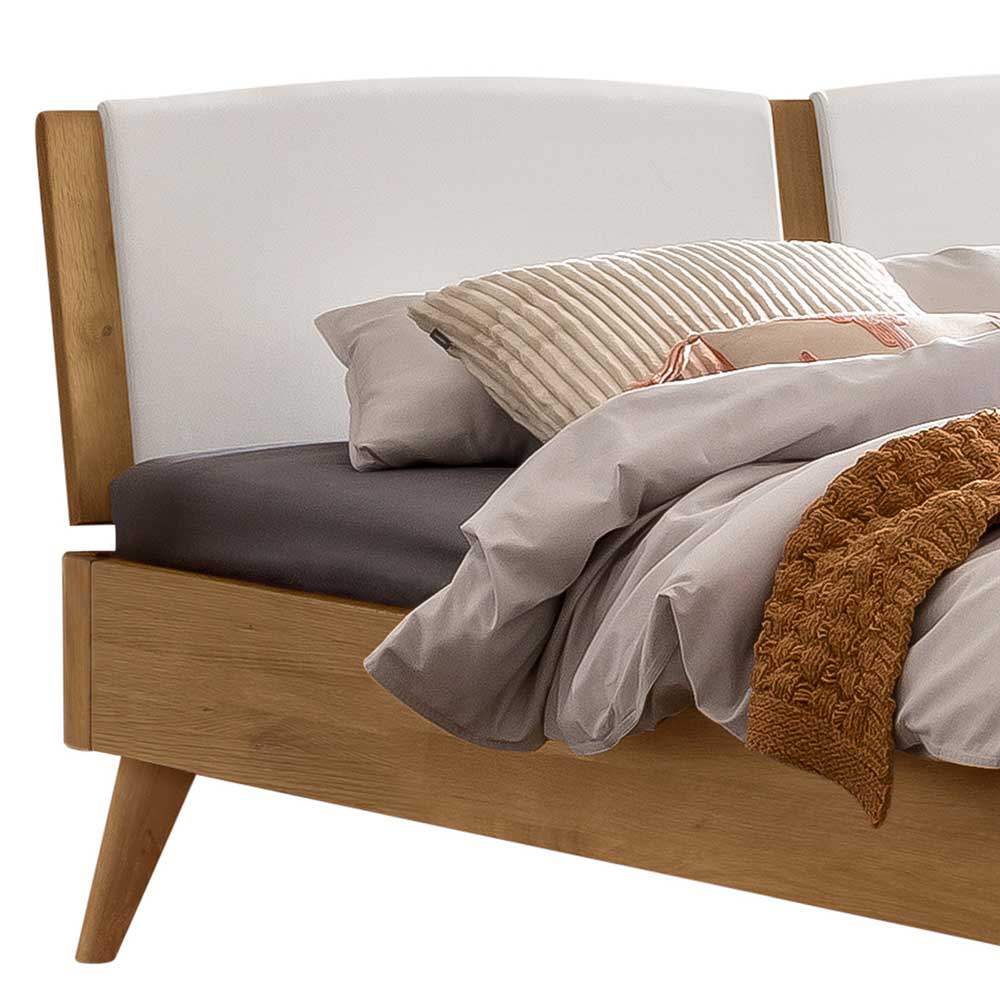 Bett aus Wildeiche mit Kunstleder - Cubus