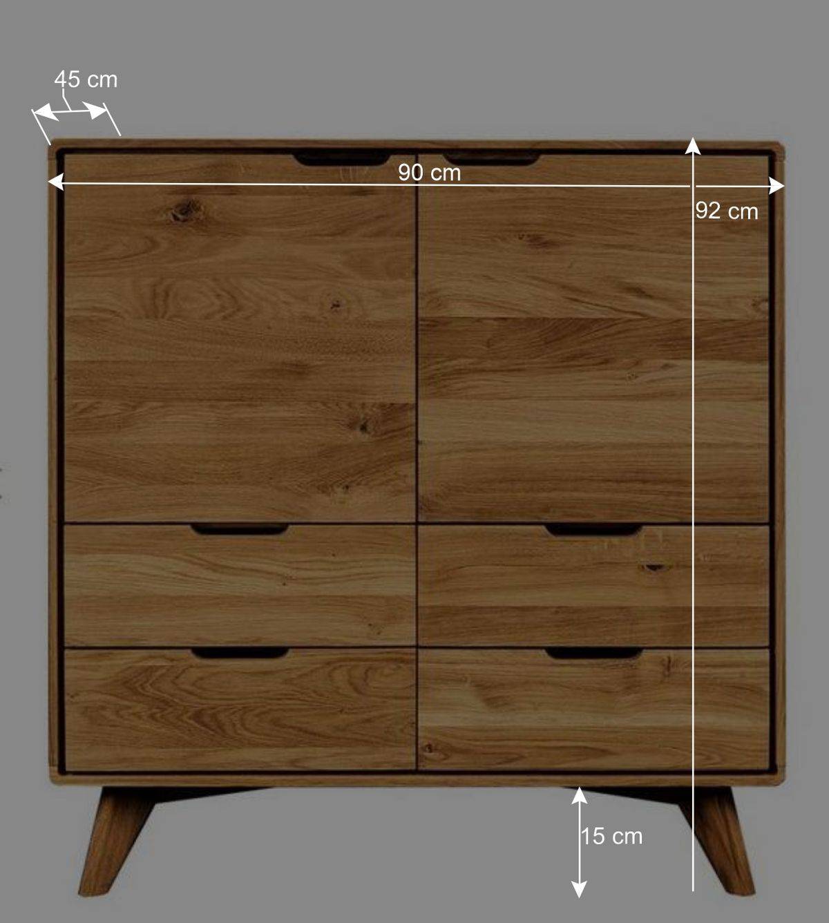 92 cm hohe Kombikommode aus Wildeiche - Eavy