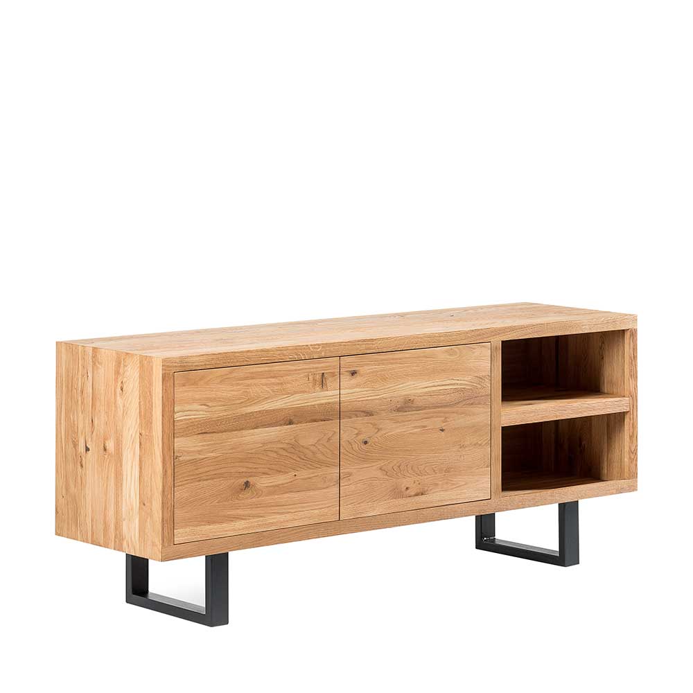180x75x45 Asteiche Sideboard mit Metallfüßen - Ventida