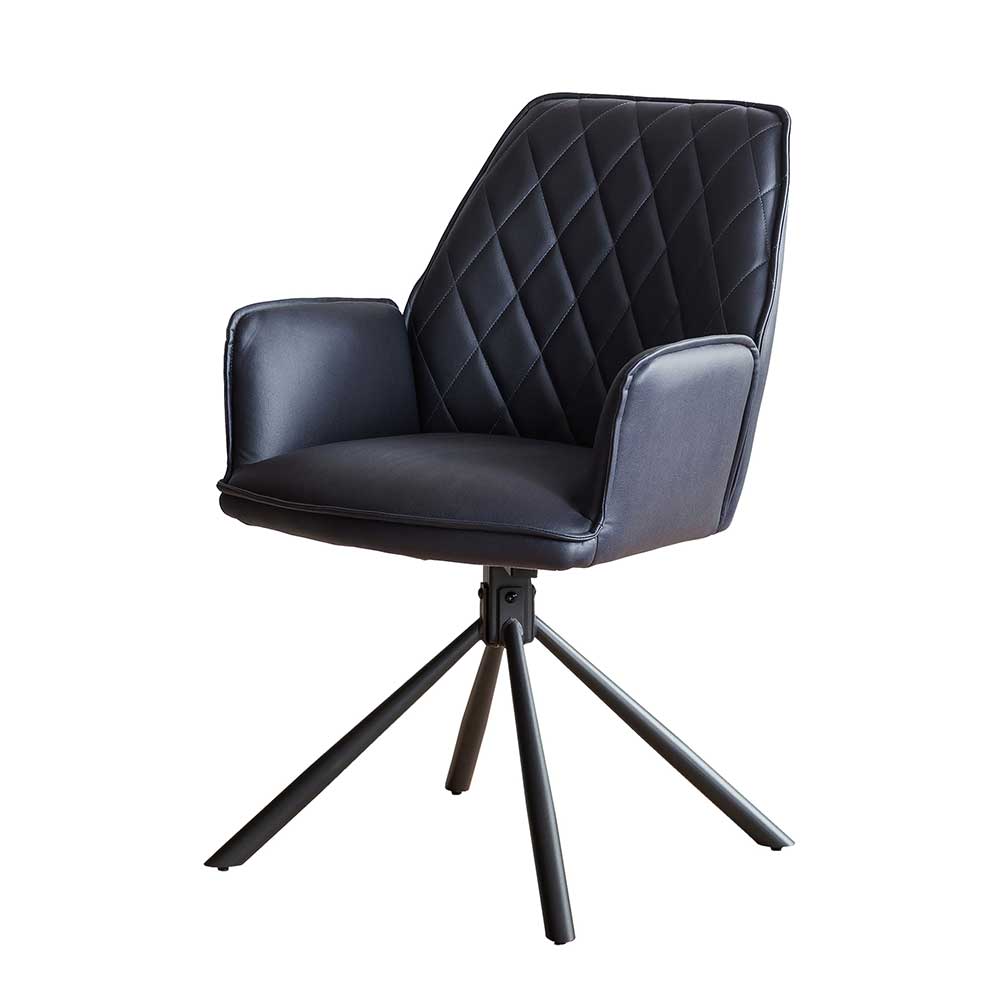 Dunkelblaue Drehstühle für Esstisch - Viraneos (2er Set)