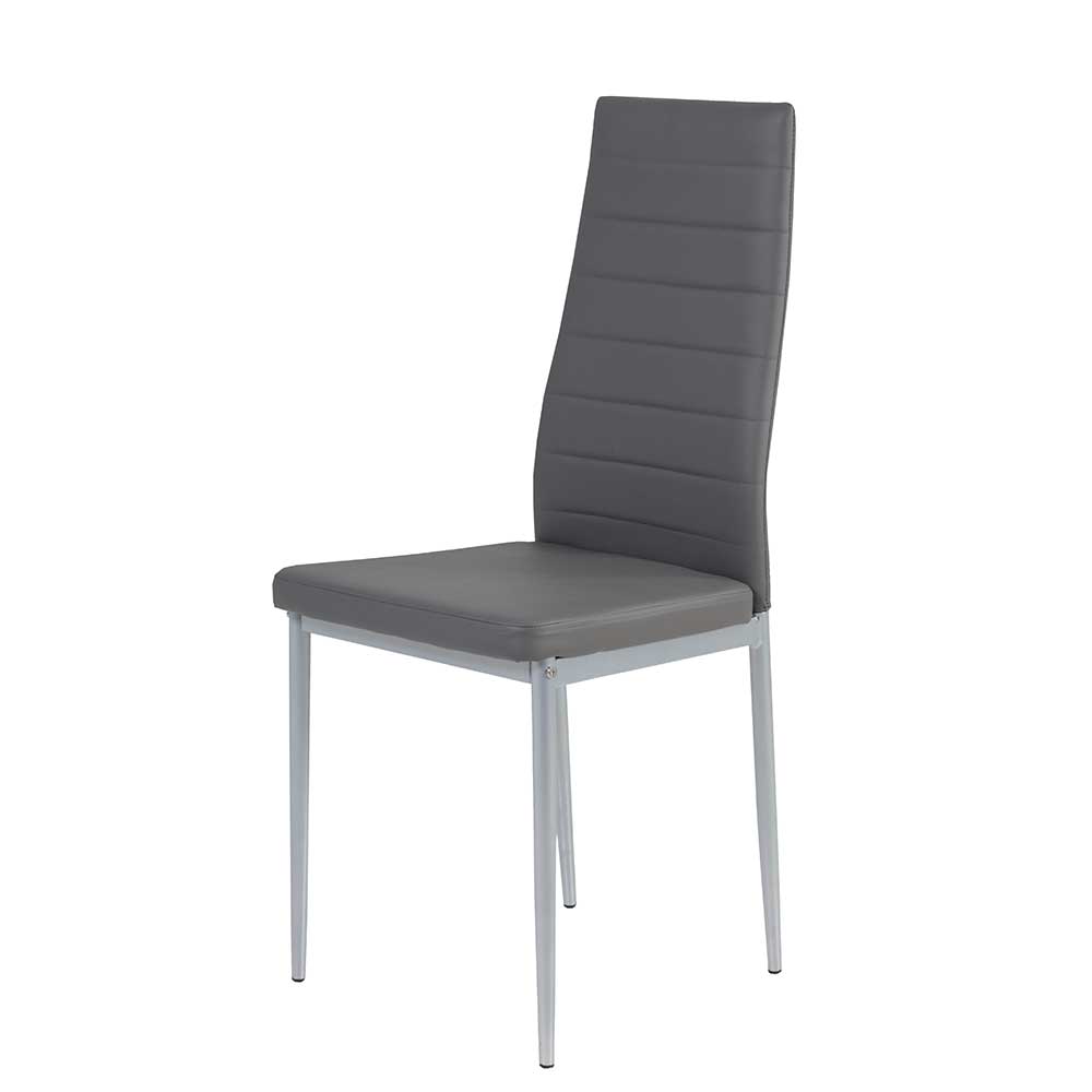 Kunstlederstühle in Grau - Efalias (2er Set)