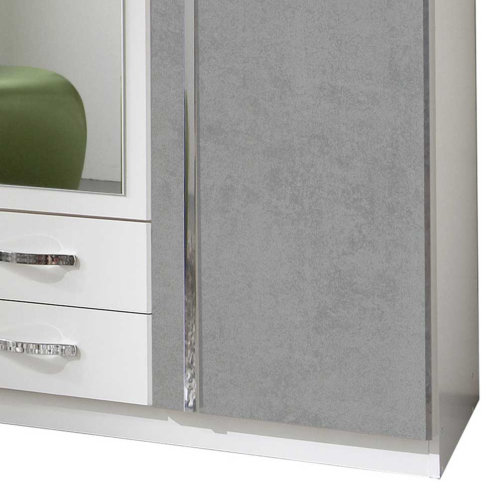 Kleiderschrank in Weiß & Beton Optik Hell - Hotti