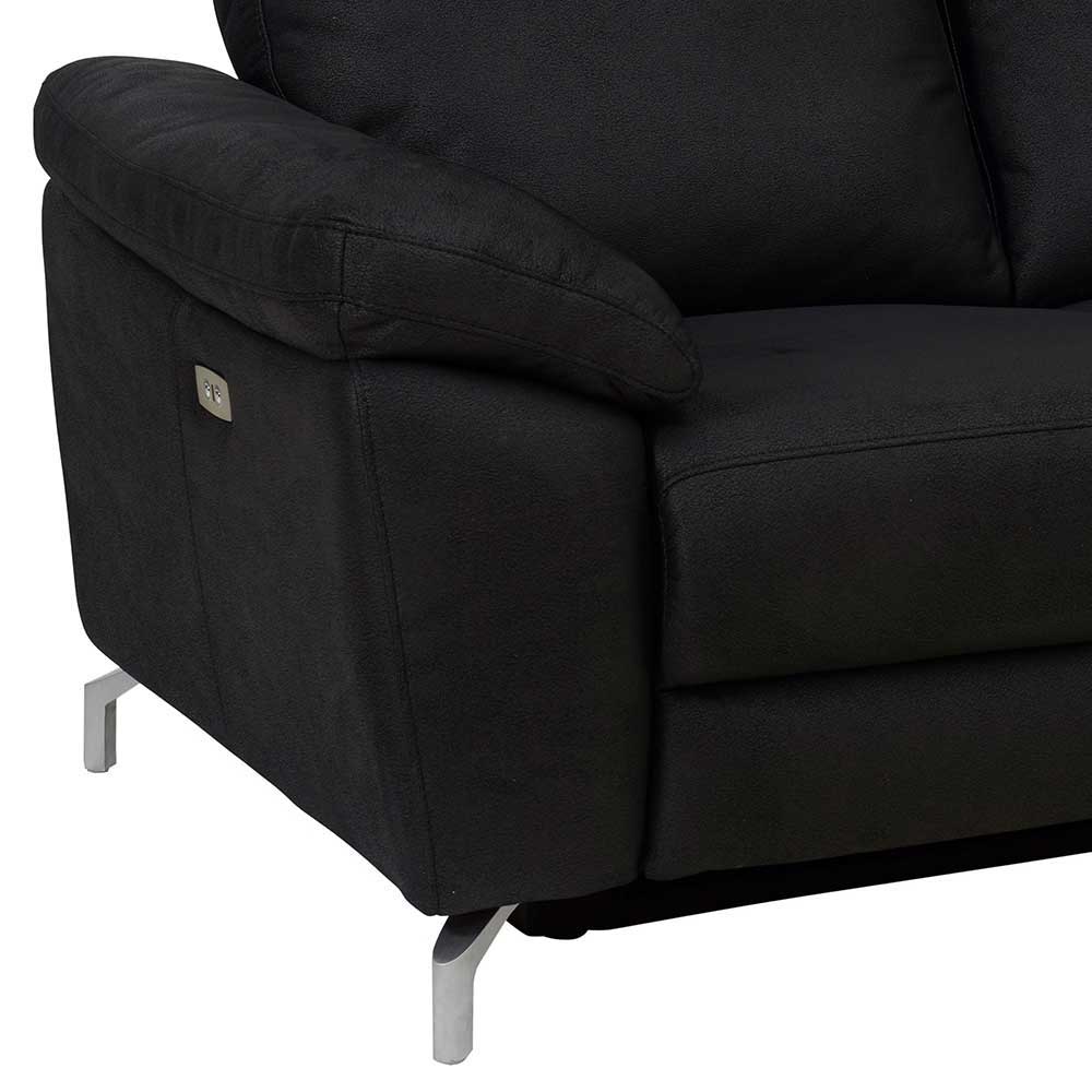 Schwarze Stoffcouch mit Relaxfunktion - Lirionica