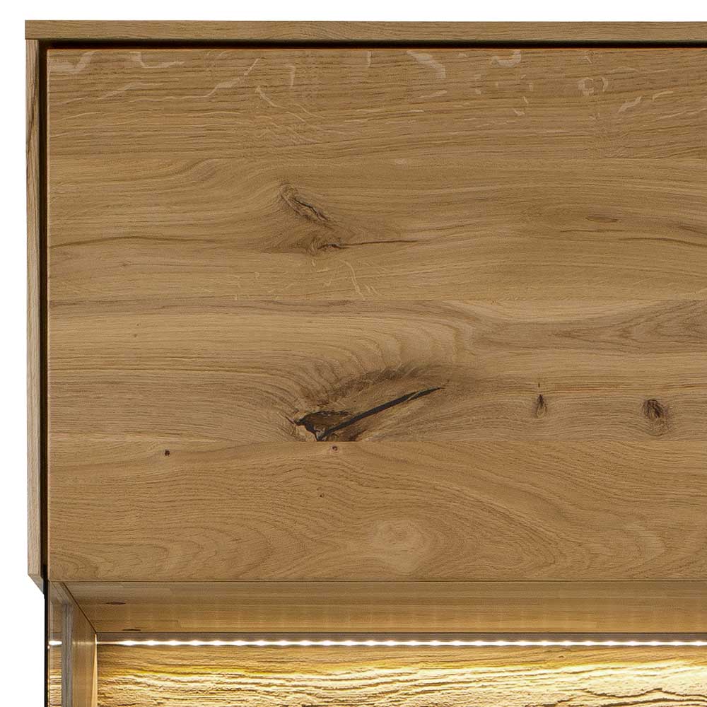 63x208x44 Wohnzimmer Vitrine aus Wildeiche massiv - Obinson
