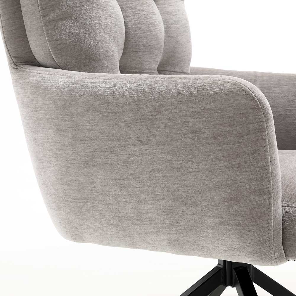 Chenille Tischsessel in Taupe - Vatros (2er Set)