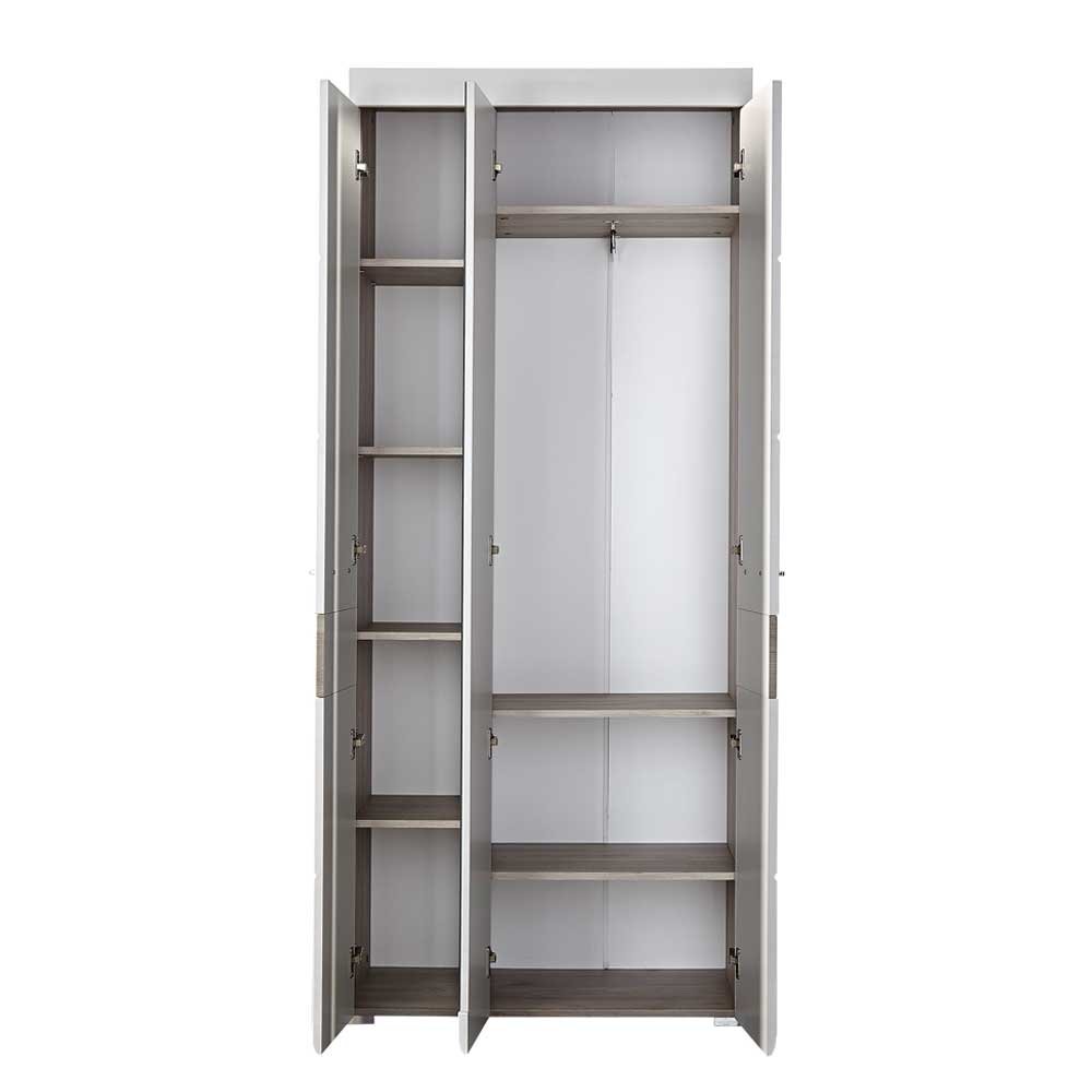 Dielenschrank Brosgo in Weiß Silbereiche