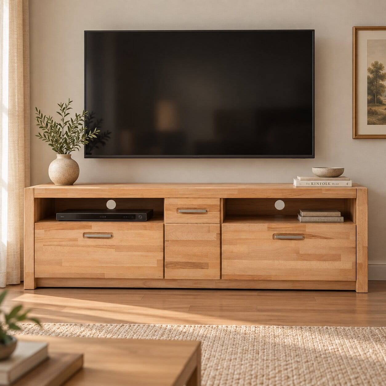 TV-Lowboard aus Kernbuche Massivholz - Levandro