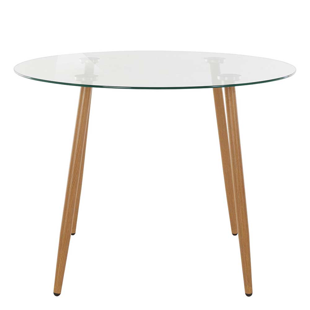 100cm runder Tisch mit Klarglasplatte - Rascilda