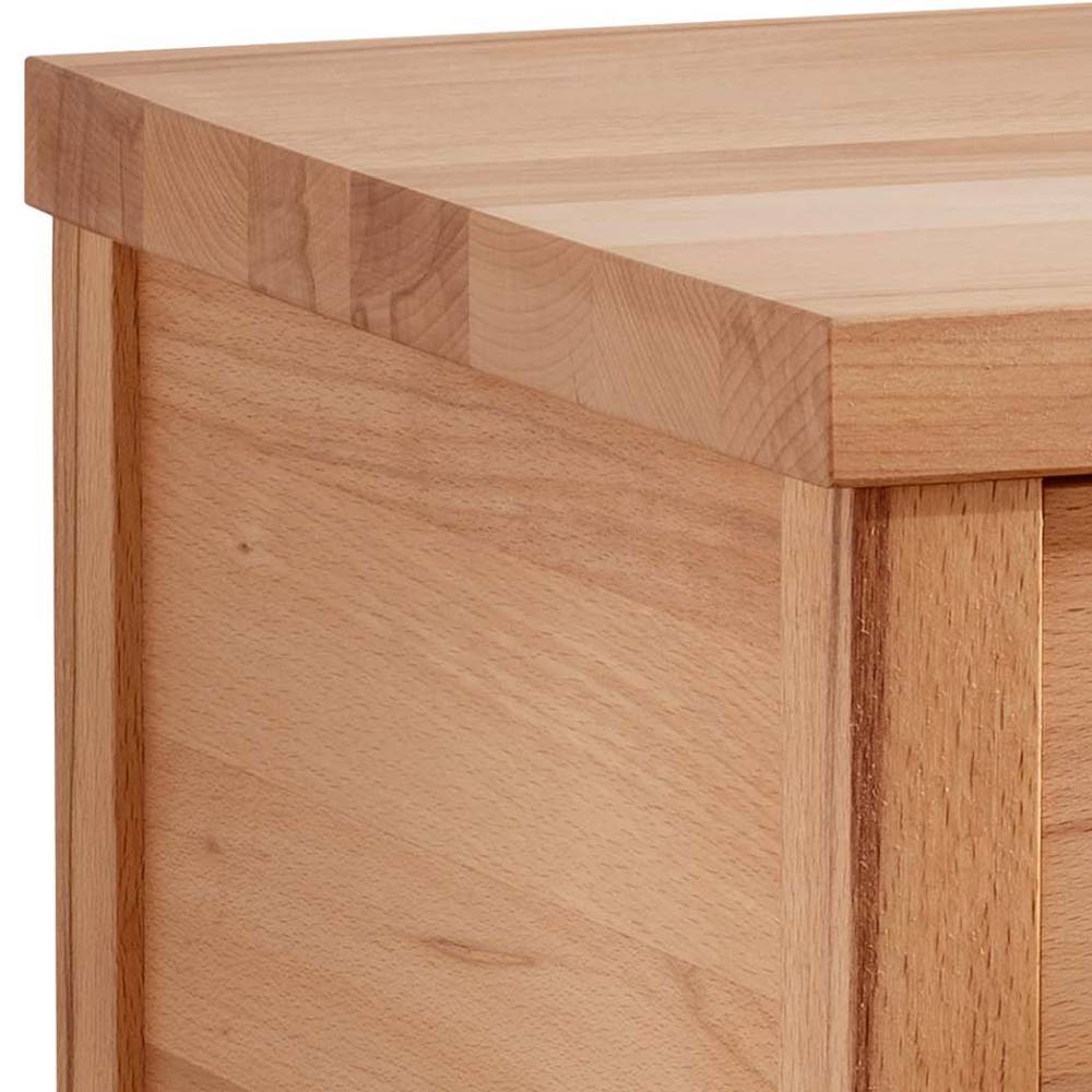 Kernbuche Nachtkonsole Seitenansicht mit sichtbarer Holzmaserung und massiver Verarbeitung – Luganos