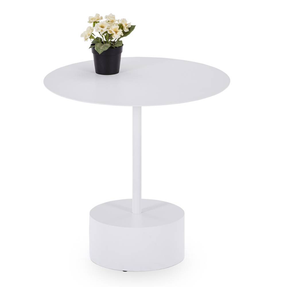 50cm runder Beistelltisch in Weiß - Andriano