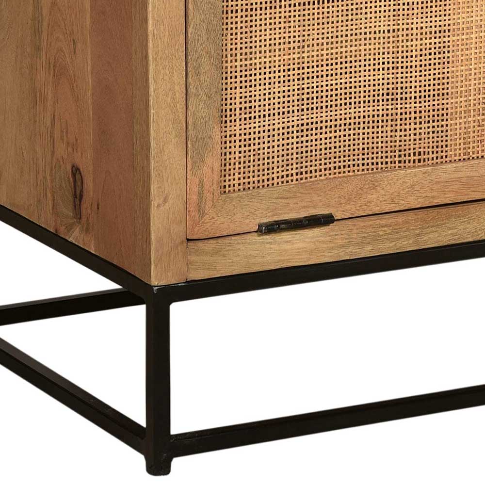 85x91x40 Schuhschrank aus Holz & Rattan Geflecht - Lazianus