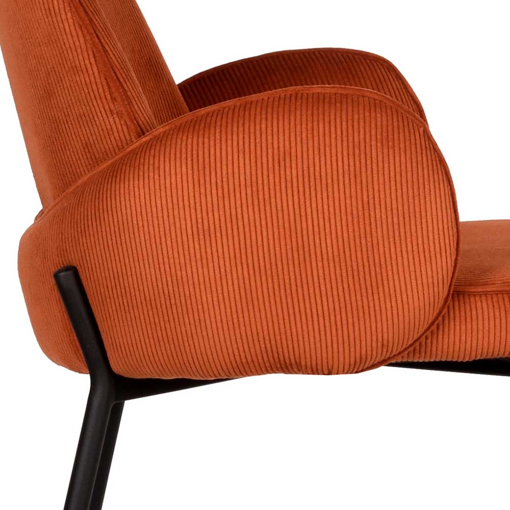 Barhocker mit Armlehnen aus Cord Rost Braun - Benede (2er Set)