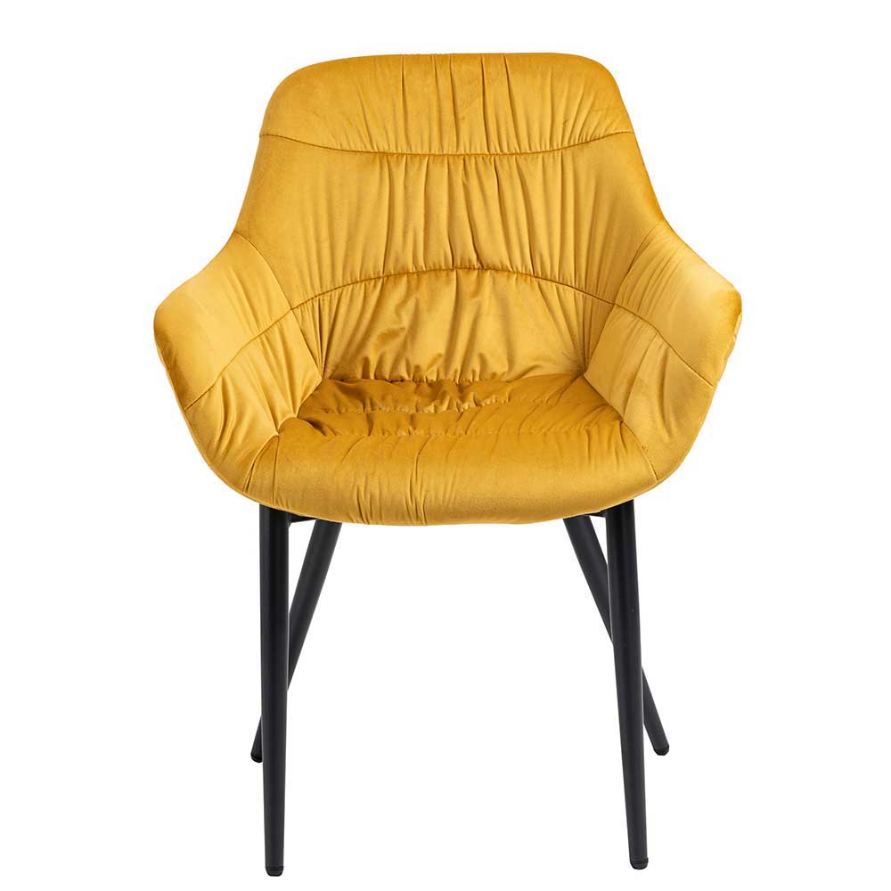 Armlehnen Dining-Chair in Gelb Samt - Bronja