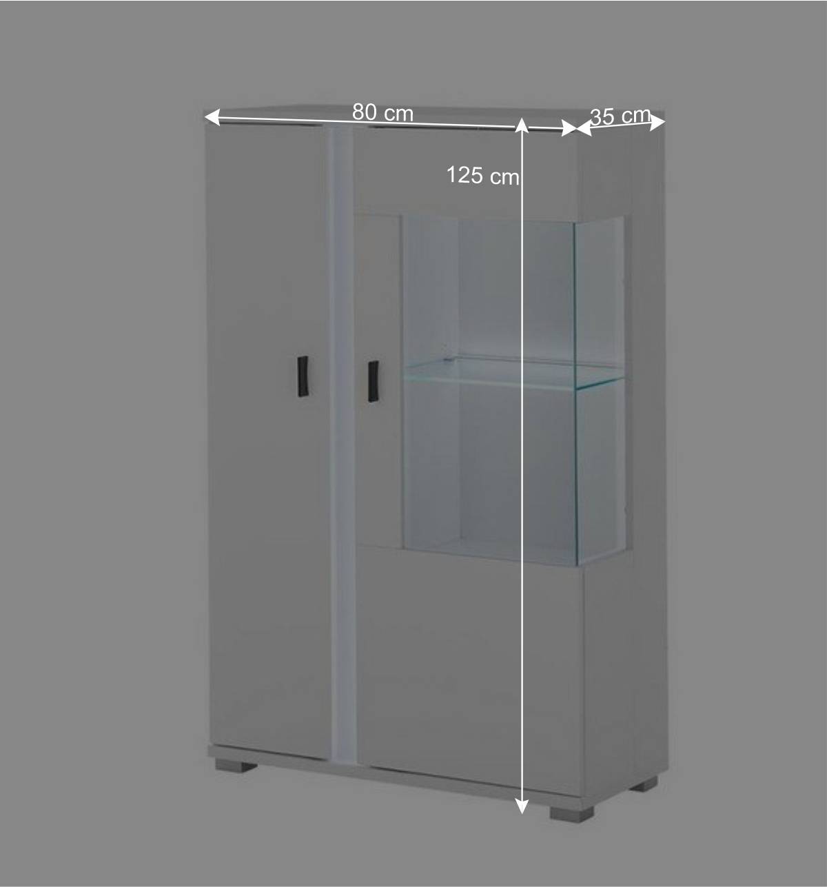 Beleuchteter Vitrinenschrank 125 cm hoch - Tirol