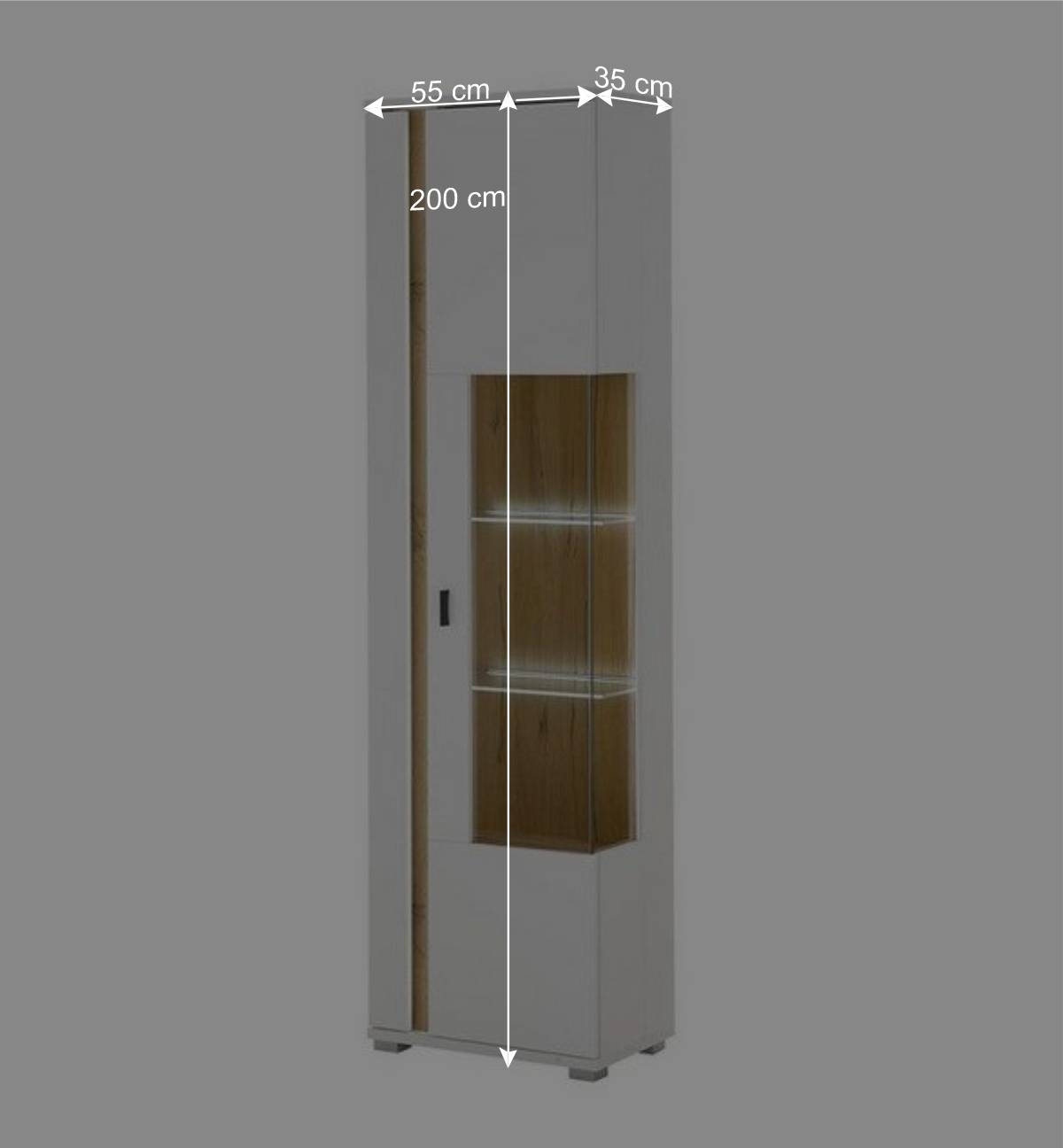 Vitrine mit LED Licht und Metallgriff - Racelyn