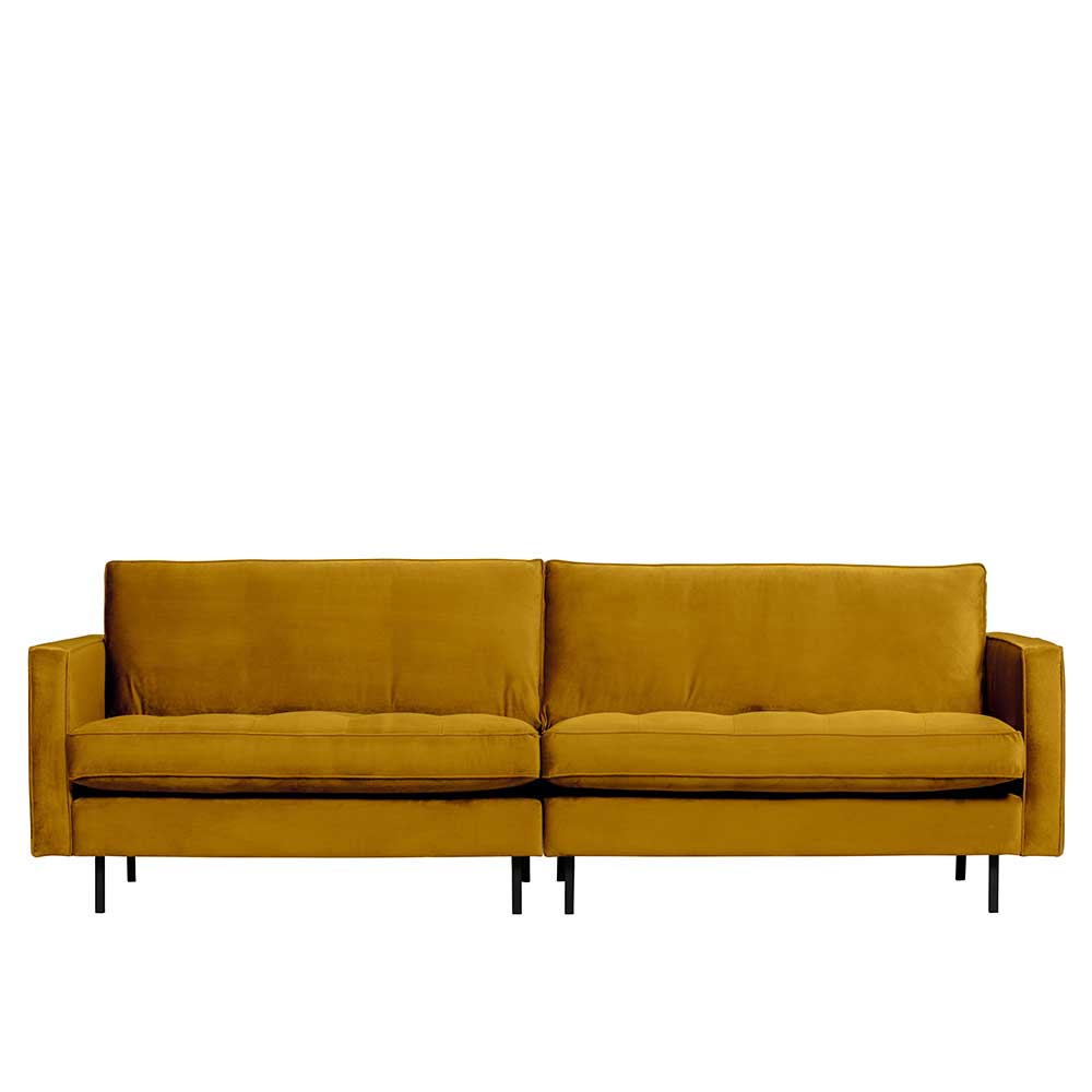 Samt Dreisitzer Couch in Ocker - Nustra