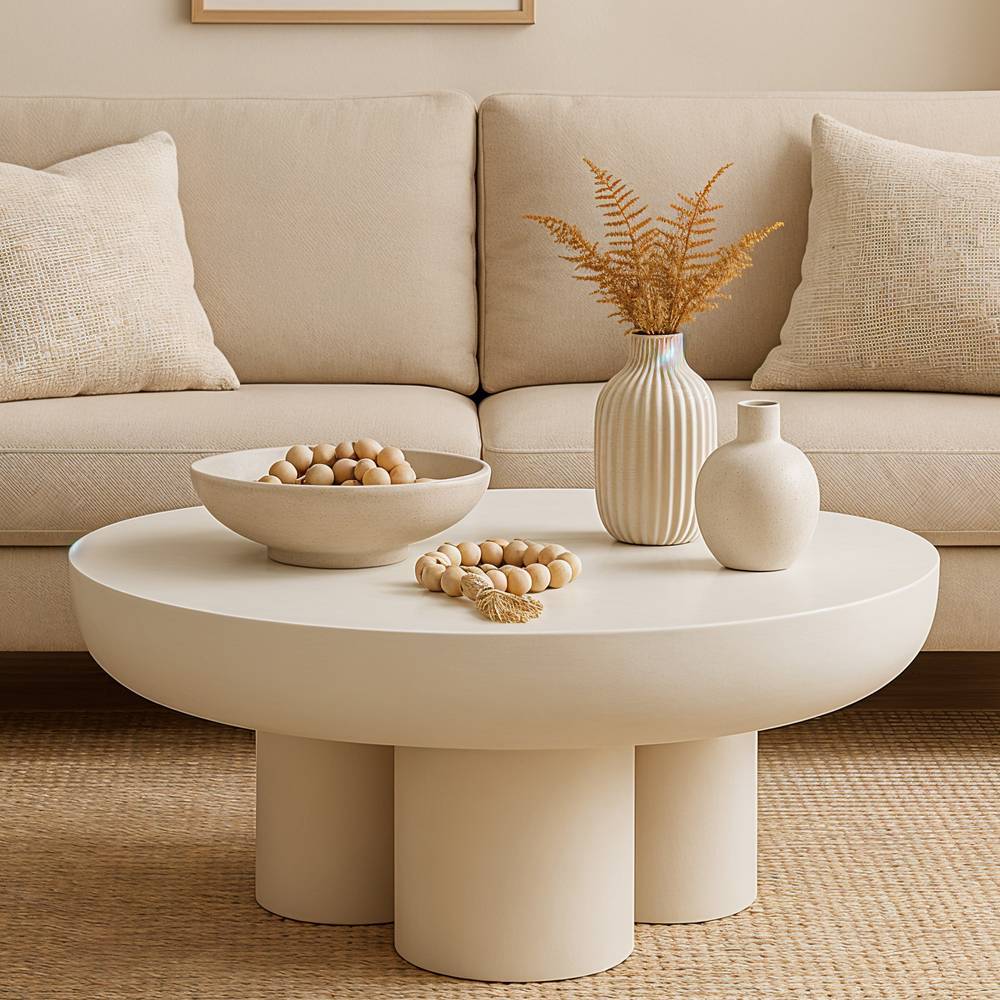 Scandi Chic Couchtisch mit Struktur Kalkputz - Usilvea