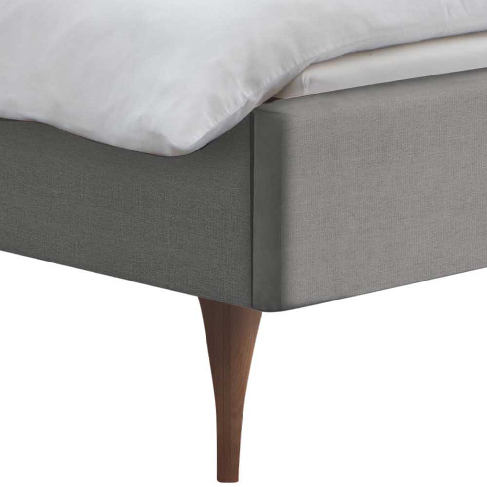 Bettgestell Polsterbett im skandinavischen Stil mit konischen Holzfüßen – Glamoura