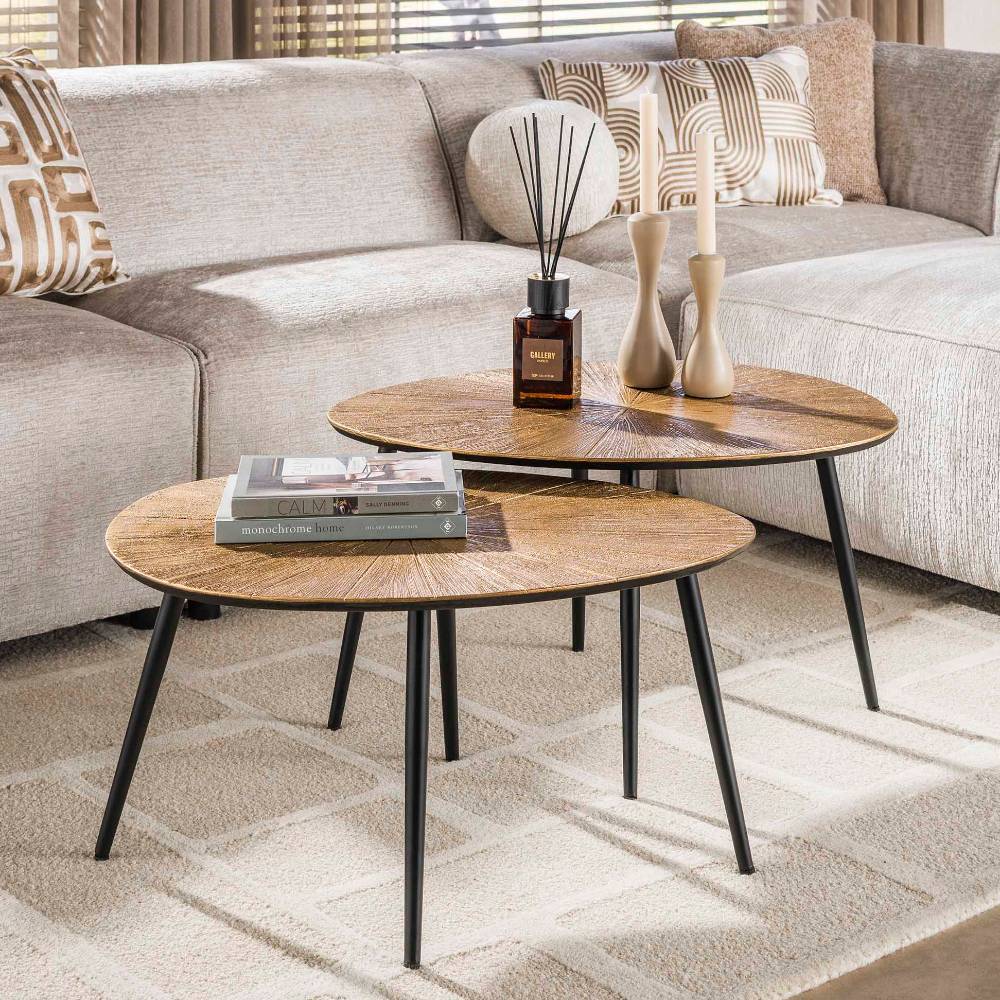 Couchtisch Duo in Altgold und Schwarz - Jakahara (zweiteilig)