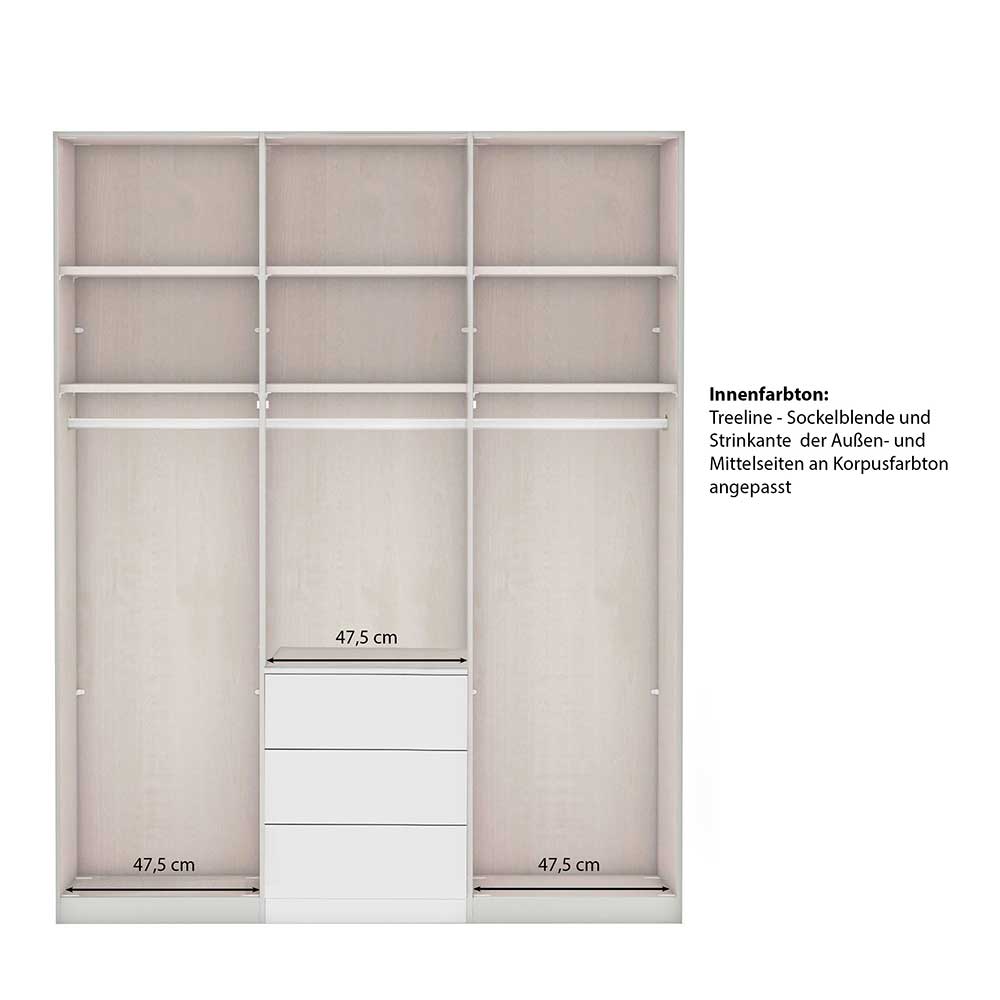 Hellgrauer Kombi-Kleiderschrank 3-türig - Ridonna
