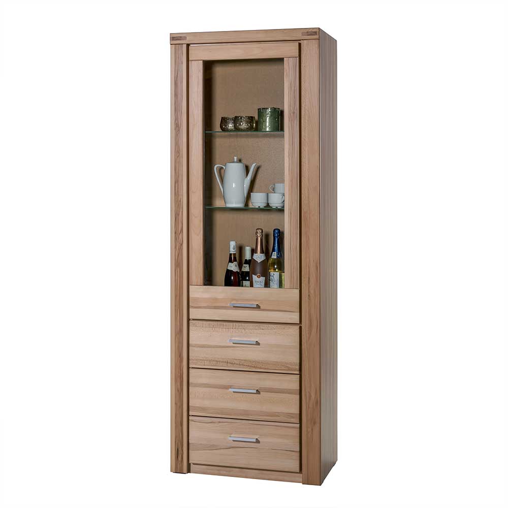 68cm breiter Vitrinenschrank in Kernbuche - Uhelia