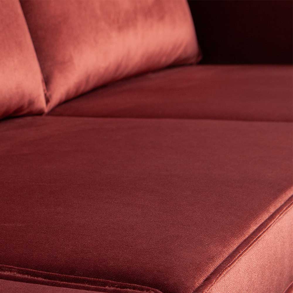 Retro Stil Polstersofa in Rotbraun Samt - Enzing
