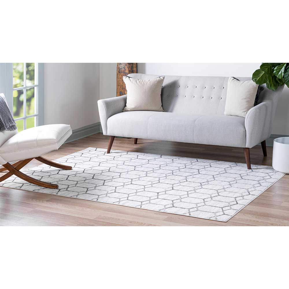 Moderner Designteppich in Creme und Grau - Mesmaria