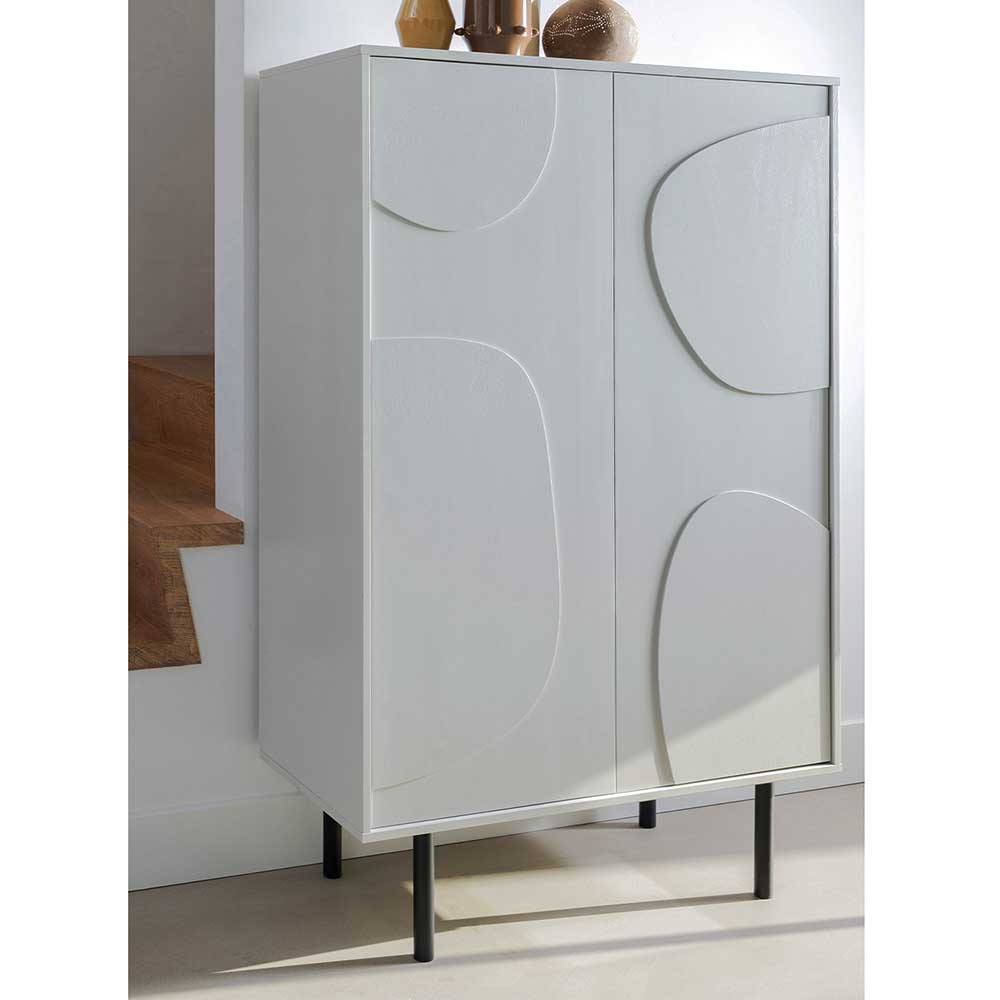 85x135x40 2-türiger Design-Schrank in Hellgrau - Vindra