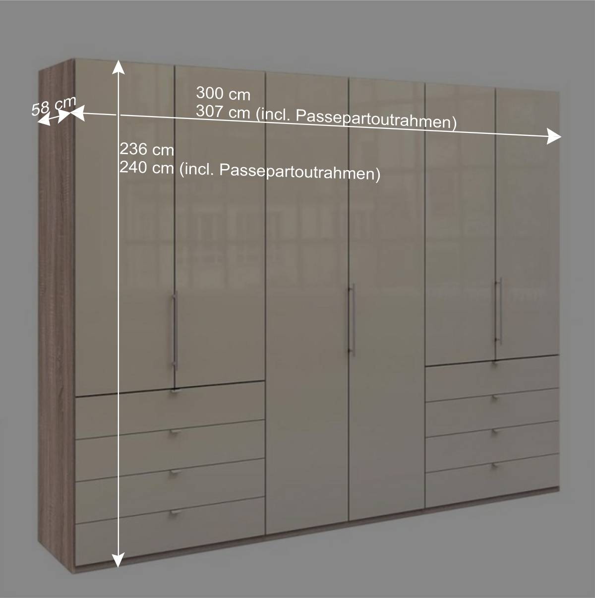 Schlafzimmer-Kleiderschrank mit Schubladen & Falttüren - Rativian