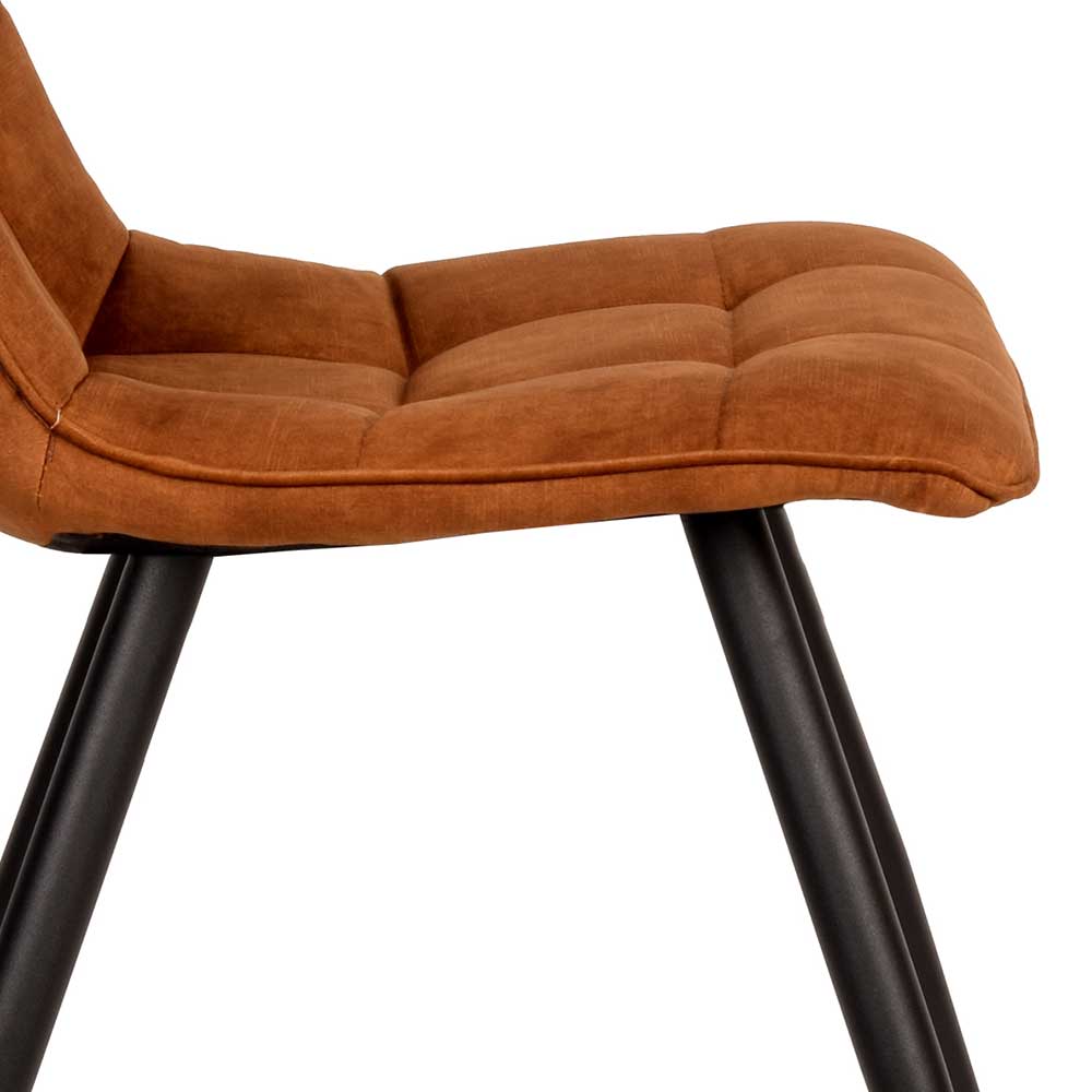 Velours Esstischstuhl in Ocker & Schwarz - Jacintas (2er Set)