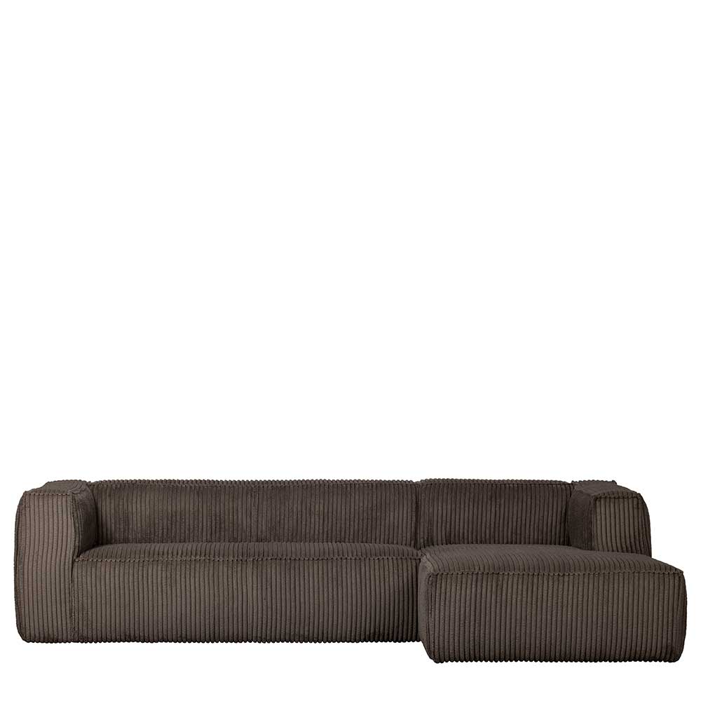Modernes Ecksofa aus Cordstoff in Schlamm Grau für entspannte Stunden – Sybilla