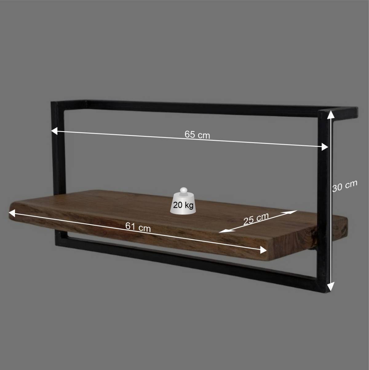 Hängendes Design Regal aus Holz & Stahl - Wenilema