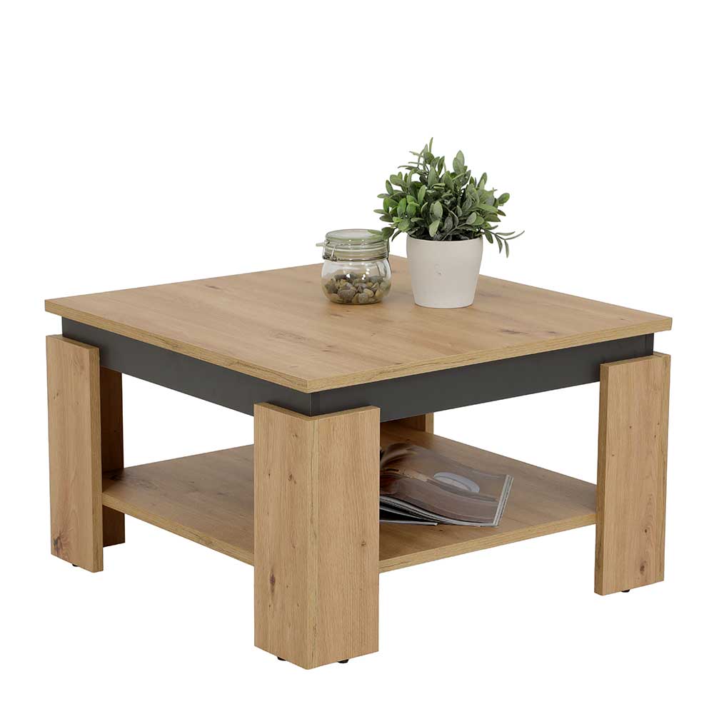 68x68 cm Sofatisch in Wildeiche NB & Anthrazit - Pantina