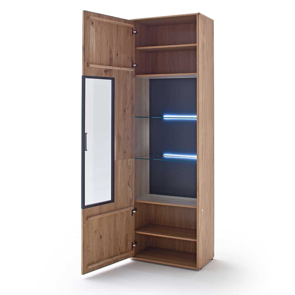 Moderne Echtholz Vitrine aus Eiche Massivholz - Assela
