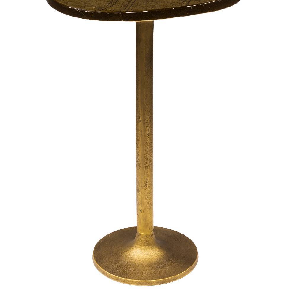 Eleganter, altgoldener Standfuß mit runder Basis für den Design-Beistelltisch – Spacyan
