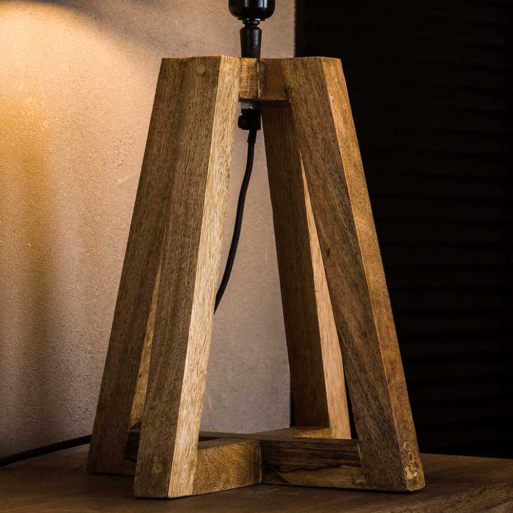 50 cm hohe Tischlampe aus Metall & Holz - Manca