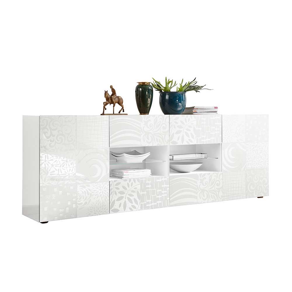 Weißes Hochglanz Sideboard 241 cm breit - Vascaub