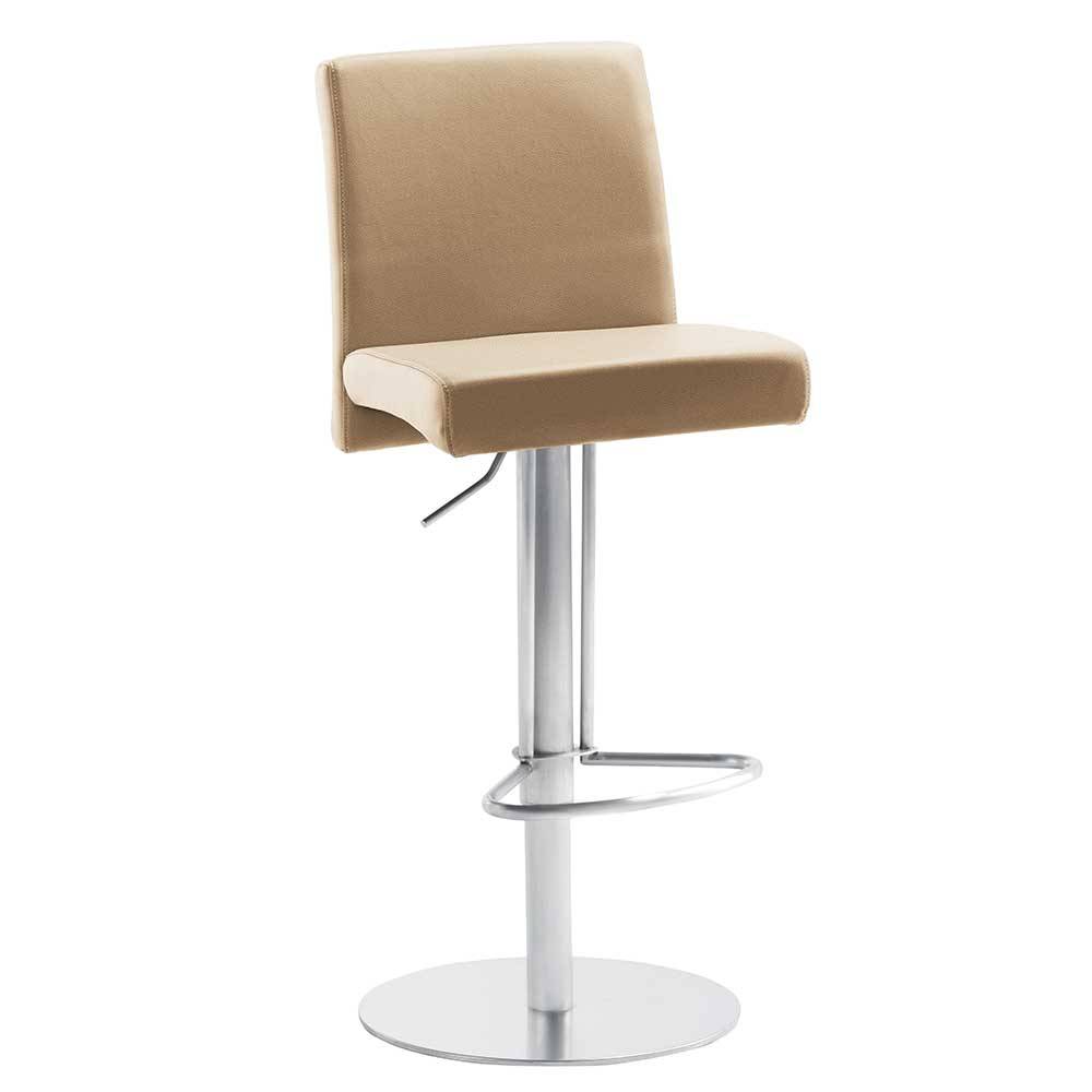 Tresenstuhl gepolstert in Beige Microfaser - Stalinos