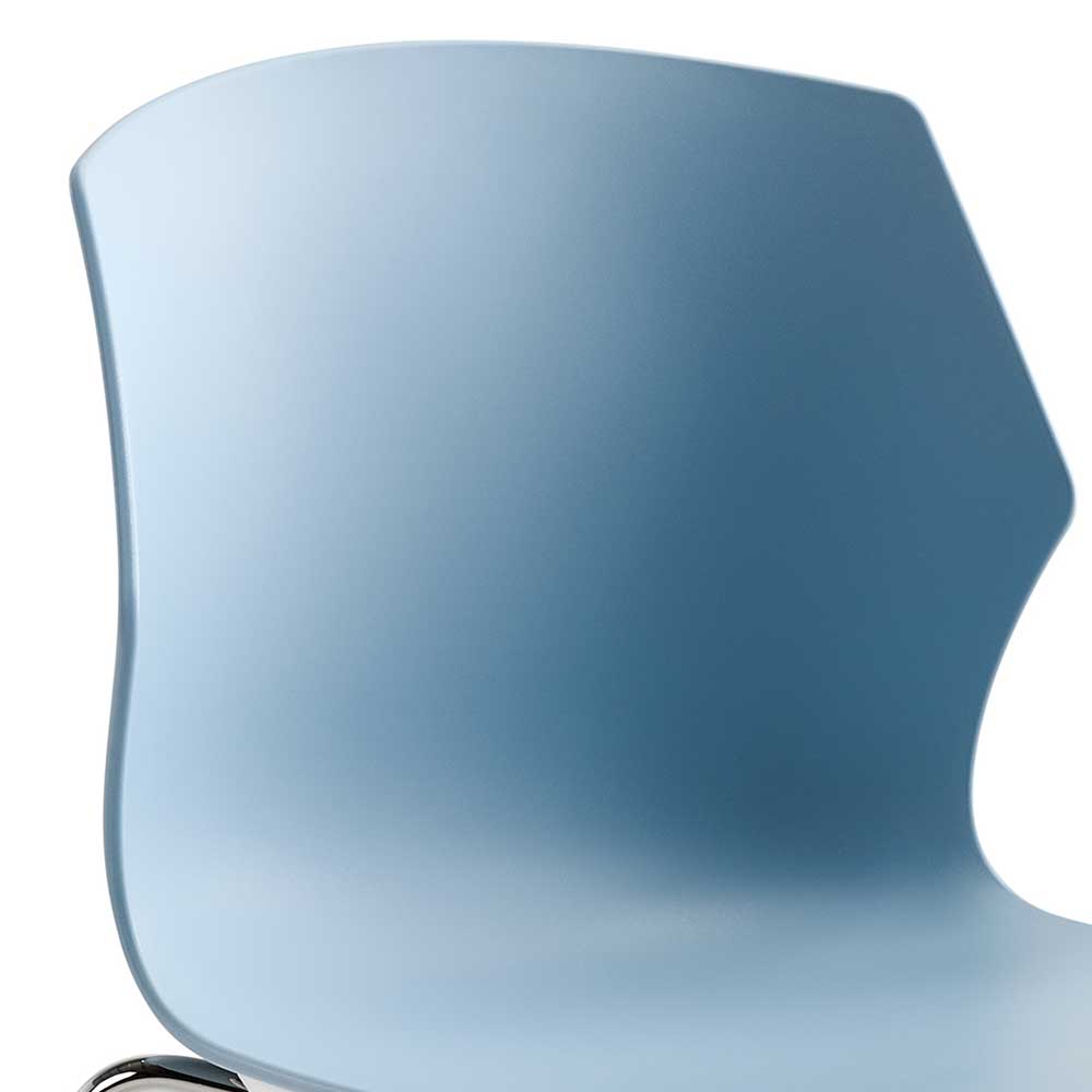 Stapelbarer Schalenstuhl in Blaugrau & Chrom - Casimon