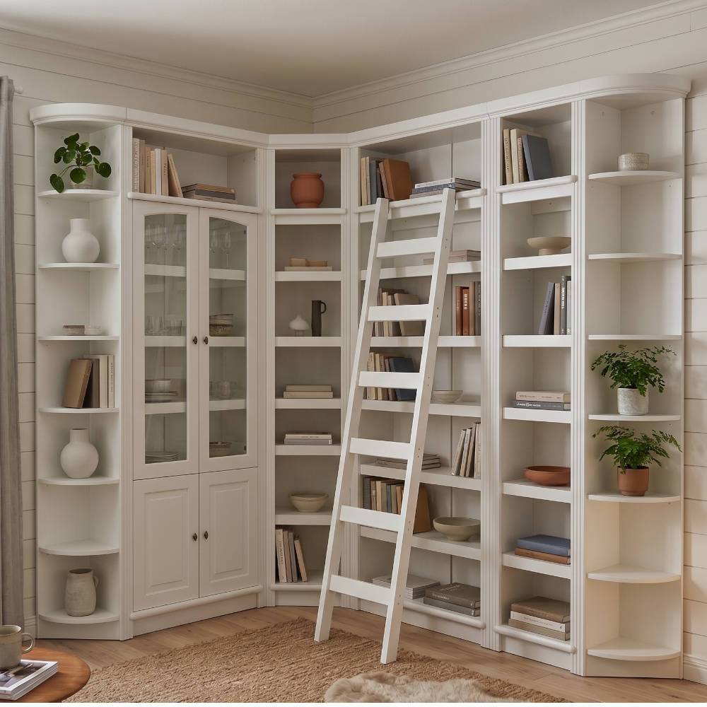 Landhaus-Chic Bücherregal in Cremeweiß - Timos